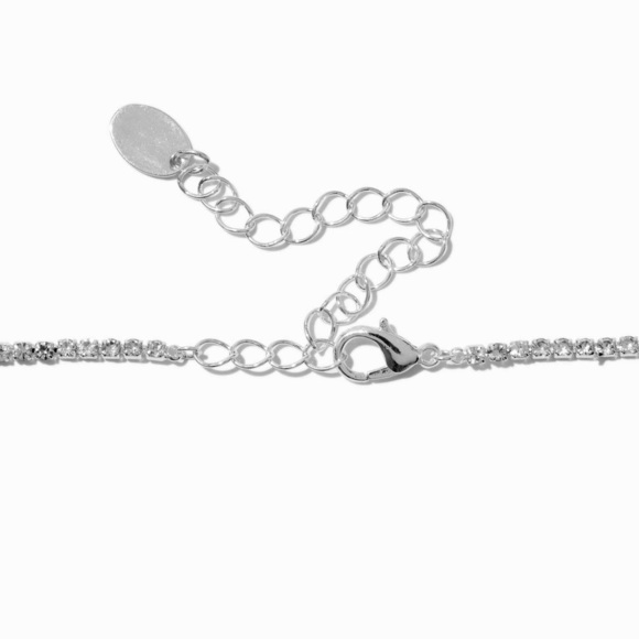 Claire’s Choker Necklace Silver-tone Faux Rhinestone Heart Pendant - Picture 2 of 8